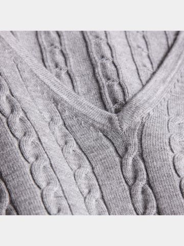 Valiente  Zopf Pullover Strick hellgrau melange