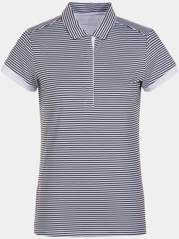 Valiente Streifen-Druck Halbarm Polo schwarz