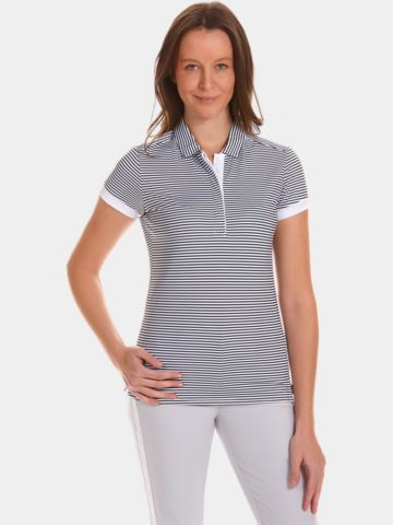 Valiente Streifen-Druck Halbarm Polo schwarz