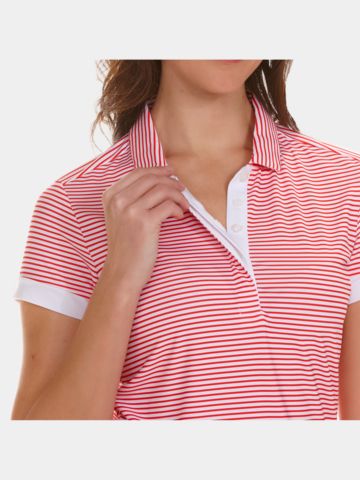 Valiente Streifen-Druck Halbarm Polo rot