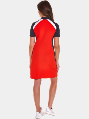 Valiente Pique Stehkragen Halbarm Kleid rot