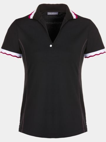 Valiente Spezial Tiping Kragen Halbarm Polo schwarz