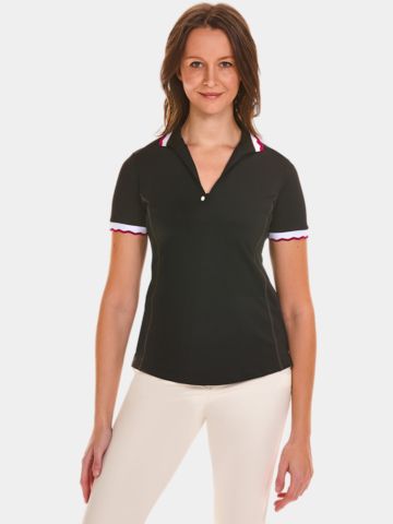 Valiente Spezial Tiping Kragen Halbarm Polo schwarz