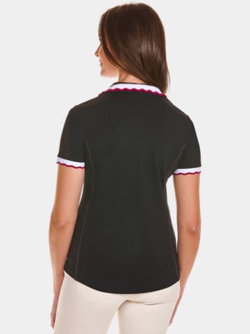 Valiente Spezial Tiping Kragen Halbarm Polo schwarz