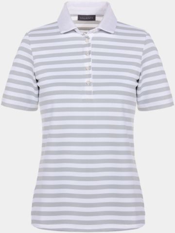 Valiente Jaquard-Streifen Halbarm Polo hellgrau