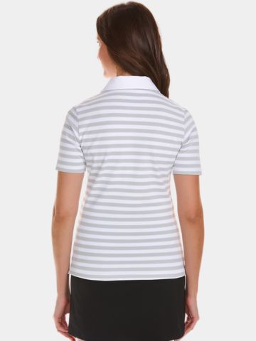 Valiente  Jaquard-Streifen Halbarm Polo hellgrau