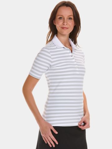 Valiente  Jaquard-Streifen Halbarm Polo hellgrau