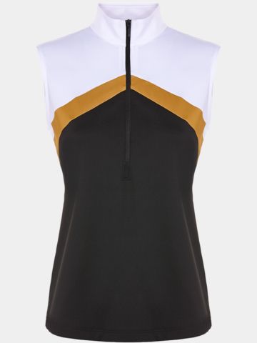 Valiente Colourblock Stehkragen ohne Arm Polo schwarz