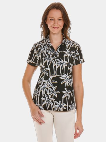 Valiente  Palmen Druck Halbarm Polo mehrfarbig
