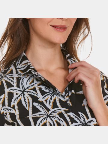 Valiente Palmen Druck Halbarm Polo mehrfarbig