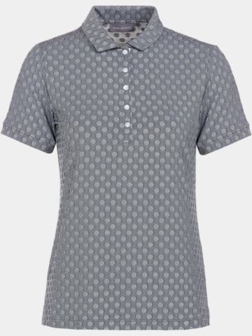 Valiente Punkte-Jaquard Halbarm Polo navy