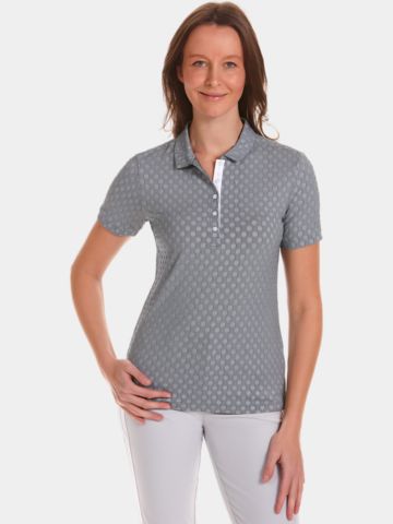 Valiente  Punkte-Jaquard Halbarm Polo navy