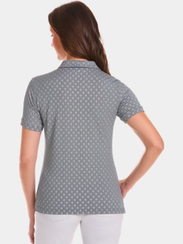 Valiente  Punkte-Jaquard Halbarm Polo navy