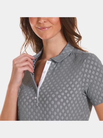 Valiente Punkte-Jaquard Halbarm Polo navy