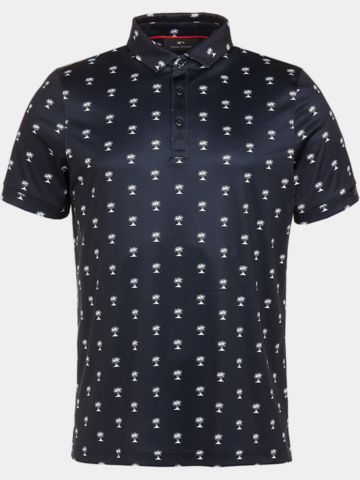 Daniel Springs Palmen Druck Funktions Halbarm Polo schwarz