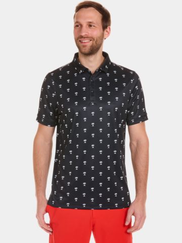 Daniel Springs Palmen Druck Funktions Halbarm Polo schwarz