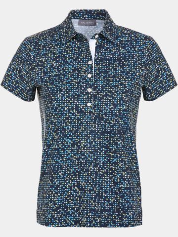 Valiente Rueckenfalte und Druck Halbarm Polo navy