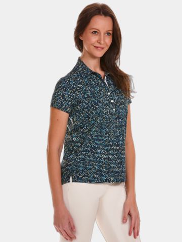 Valiente  Back pleat and print half sleeve polo navy