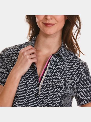 Valiente Rueckenfalte und Druck Halbarm Polo fancy