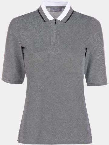Valiente 2-Tone Pique Halbarm Polo schwarz