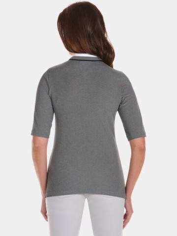 Valiente 2-Tone Pique Halbarm Polo schwarz