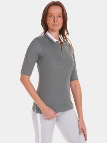 Valiente 2-Tone Pique Halbarm Polo schwarz