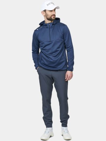 Backtee  Mens Shield Hoodie Stretch Midlayer navy