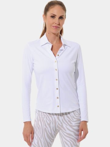 MDC Button-Down Langarm Polo weiß