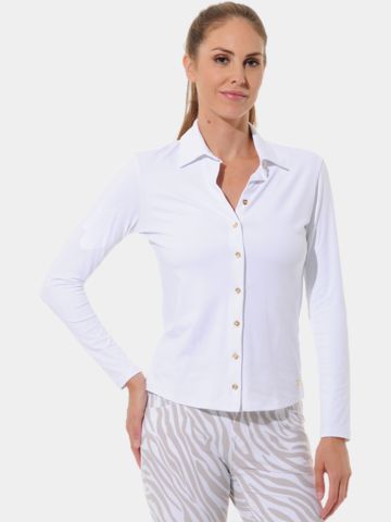 MDC  Button-Down Langarm Polo weiß