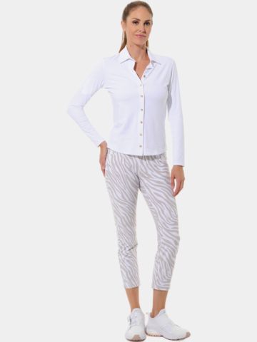 MDC  Button-Down Langarm Polo weiß