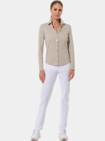 MDC  Button-down long sleeve polo sand