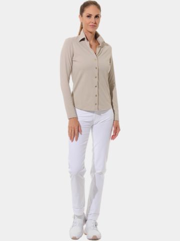 MDC  Button-down long sleeve polo sand