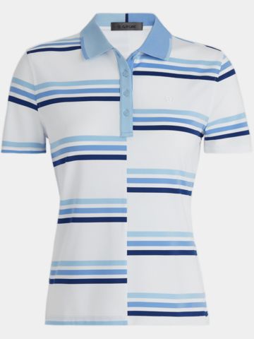 G Fore OFFSET GRADIENT STRIPE RIB COLLAR TECH JERSEY Half-sleeved polo light blue