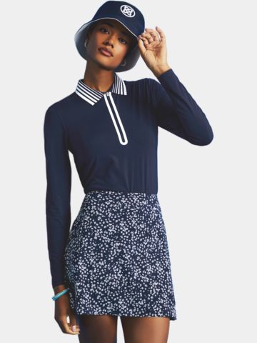 G/Fore  SILKY TECH NYLON ZIP Langarm Polo navy