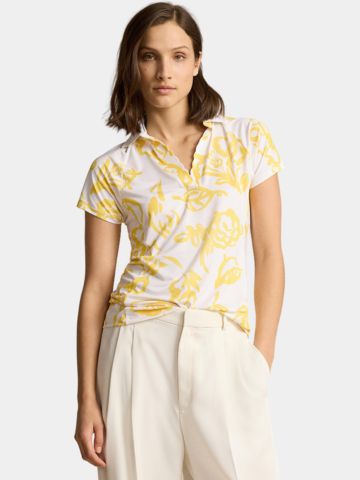 Polo Ralph Lauren V NECK POLO FLOWER PRINT Halbarm gelb