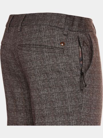 Alberto ROOKIE-7 - Jersey Check Chino Hose braun