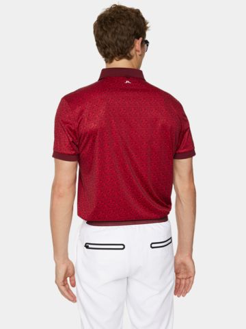J.Lindeberg Tour Tech Reg Fit Print Halbarm Polo rot