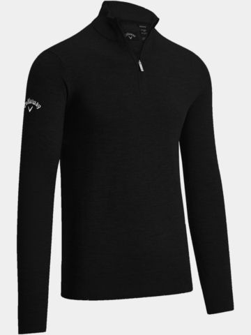 Callaway 1/4 Zip Blended Merino Sweater Troyer Strick schwarz