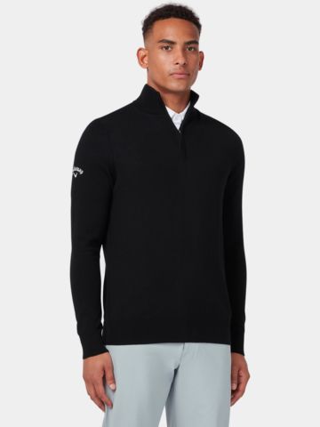 Callaway 1/4 Zip Blended Merino Sweater Troyer Strick schwarz