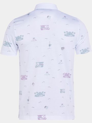 TravisMathew TIKI MAPES PRINT Halbarm Polo weiß