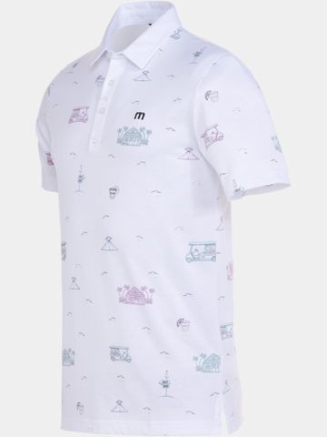 TravisMathew TIKI MAPES PRINT Halbarm Polo weiß