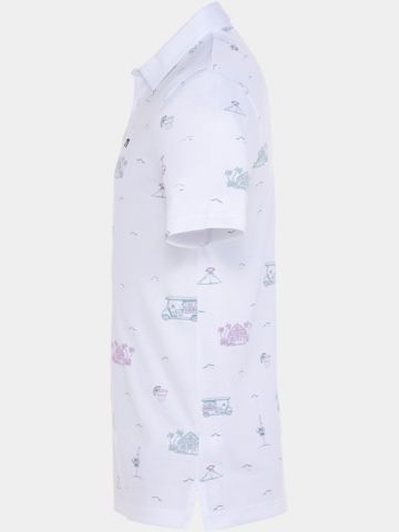 TravisMathew TIKI MAPES PRINT Halbarm Polo weiß