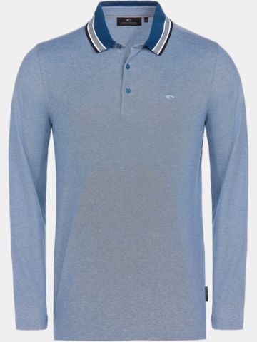 Daniel Springs 2-Tone Pique Thermo Langarm Polo dunkelblau