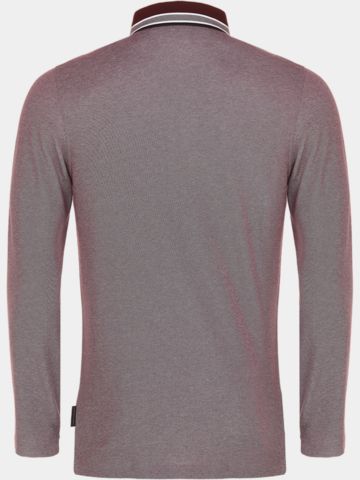 Daniel Springs 2-Tone Pique Thermo Langarm Polo dunkelrot