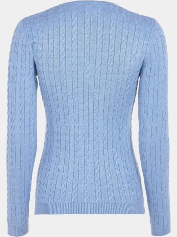 Valiente Zopf Pullover Strick hellblau