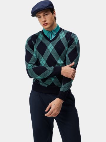 J.Lindeberg  Billy V Neck Knit Strick Pullover mehrfarbig