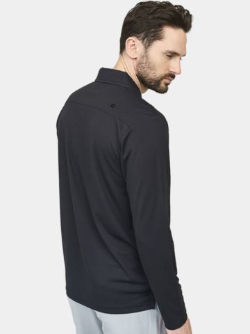 Backtee  Performance Langarm Polo schwarz