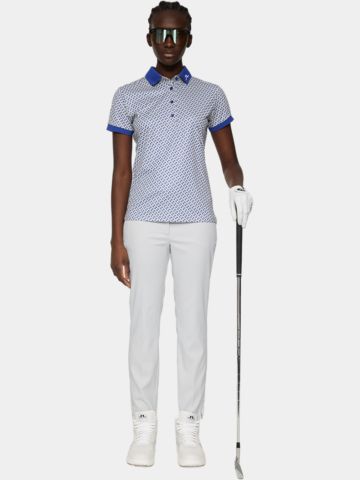J.Lindeberg Tour Tech Print Halbarm Polo blau