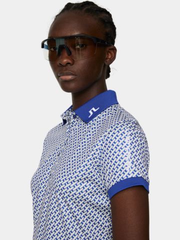 J.Lindeberg  Tour Tech Print Halbarm Polo blau