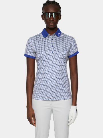 J.Lindeberg  Tour Tech Print Halbarm Polo blau
